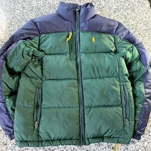 Polo Ralph Lauren Green Blue Vtg 90's RL 250 Down Puffer Jacket Large